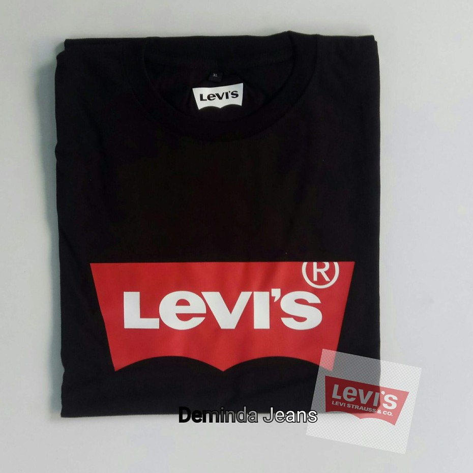 Kaos Pendek Oblong Pria Wanita Hitam Logo Levi Size M LXL XXL Model Terbaru 2023