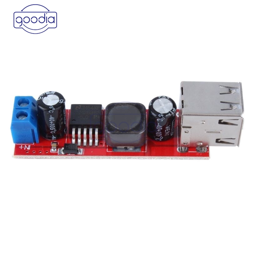 Modul Konverter Step Down Dc 6v-40v 12v Ke 5v 3a Dual Usb Charger Dc-Dc Lm2596