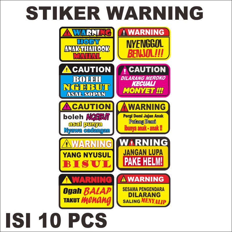 Jual stiker WARNING ISI 10 PCS Indonesia|Shopee Indonesia