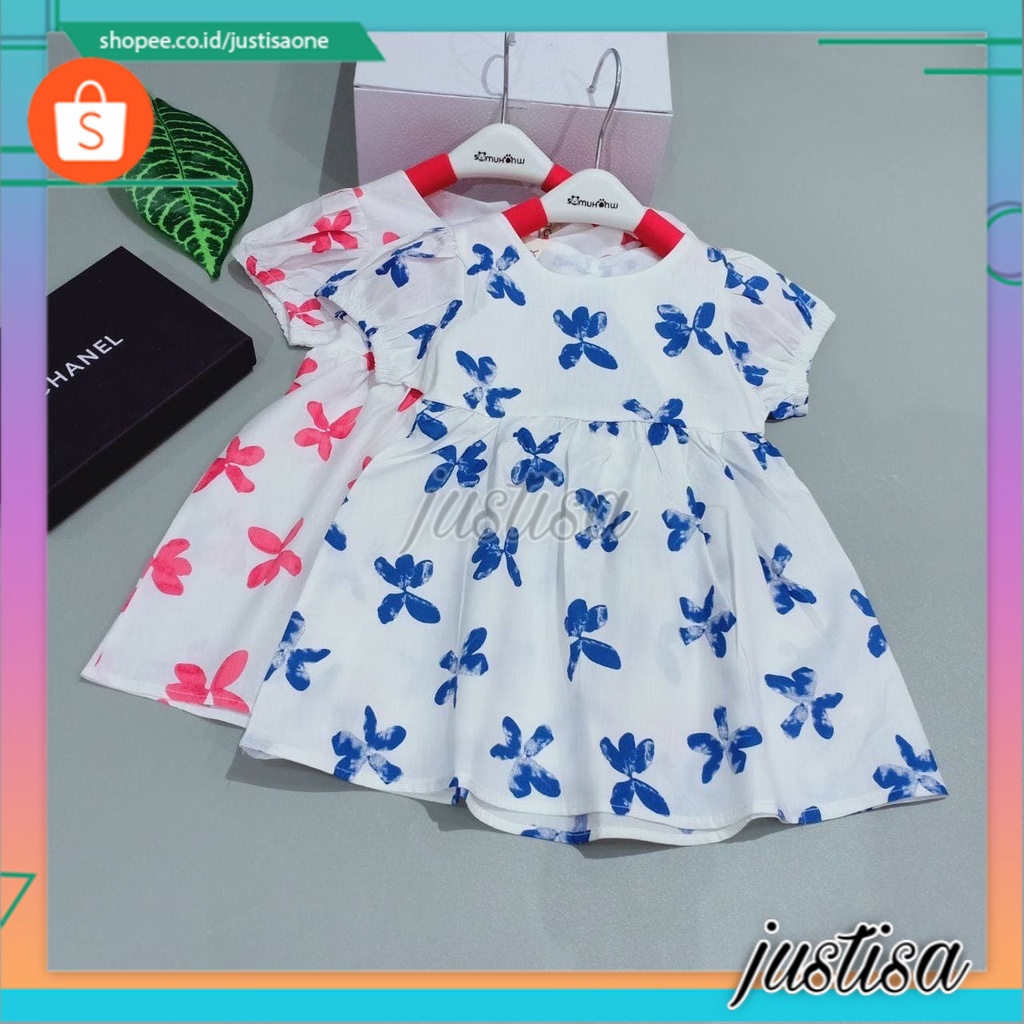 Promo !! Dress murah anak cewek / dress much butterfly so cute import uk 6bln-2th uk 5,7,9,11,13 (biru,pink)