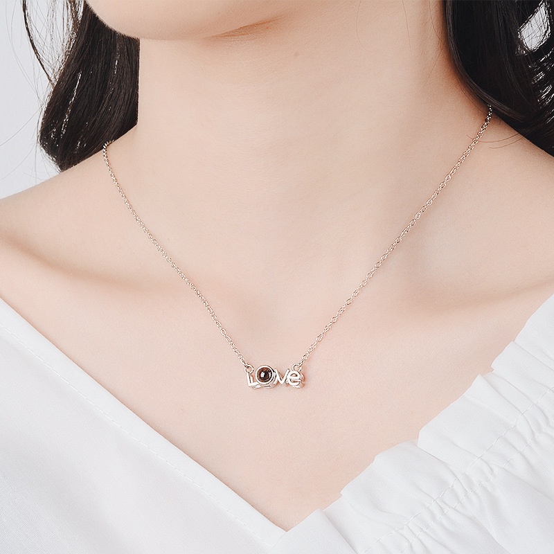 [Ready Stock]Stylish and Simple Personality Plated 925 Silver Love Necklace