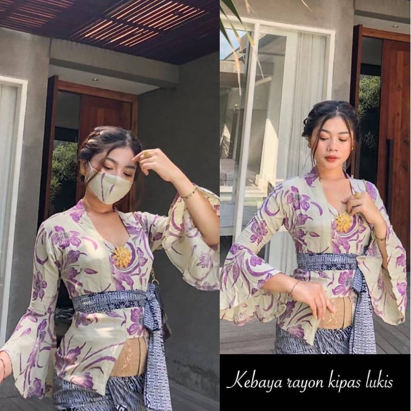 Kebaya jadi lukis tangan lonceng | kebaya lukis | kebaya murah | kebaya bali | kebaya kondangan