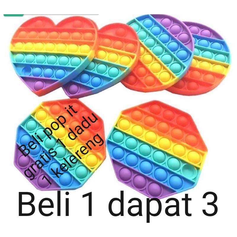 hokkiterus21 ⭐⭐⭐⭐⭐POP IT RAINBOW Gratis kelereng dan dadu  fidget push Pop Its Fidget Toy Push bubble  kids P006