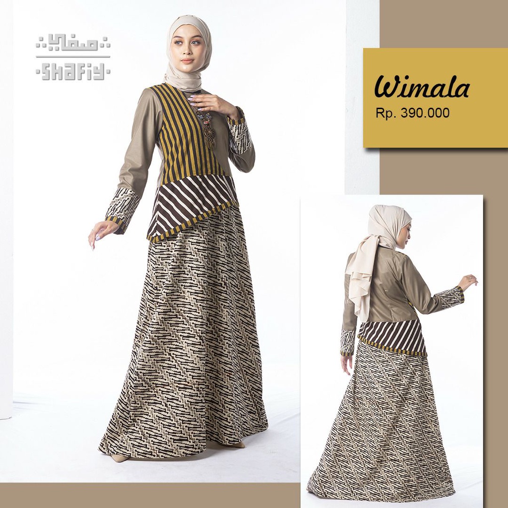Wimala Gamis Batik Shafiy Original Modern Etnik Jumbo Kombinasi Polos Tenun Busui Terbaru Dress Wanita Muslimah Dewasa Kekinian Cantik Kondangan Fashion Syari
