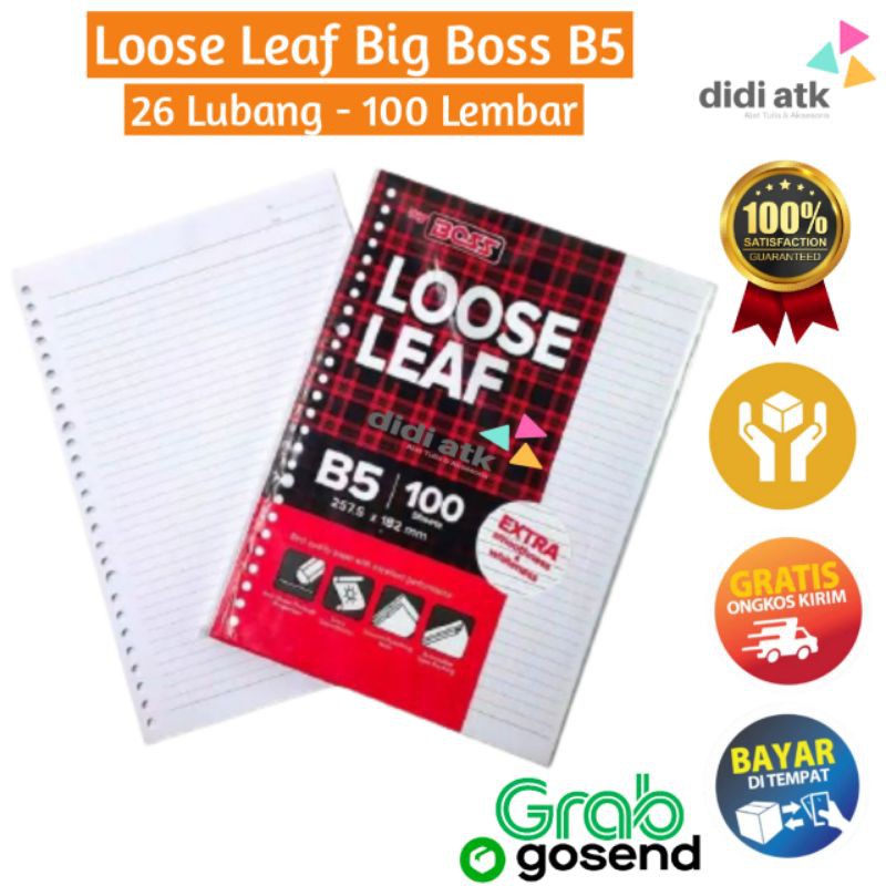 

Loose Leaf Big Boss B5 100 Sheets / Kertas File Bergaris 100 Lembar / Isi Binder Besar 26 Lubang