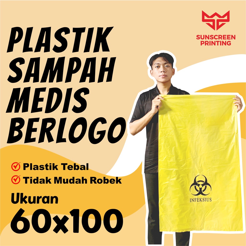 Plastik Sampah Kuning Medis Logo Infeksius 50x70 60x80 60x100 80x100