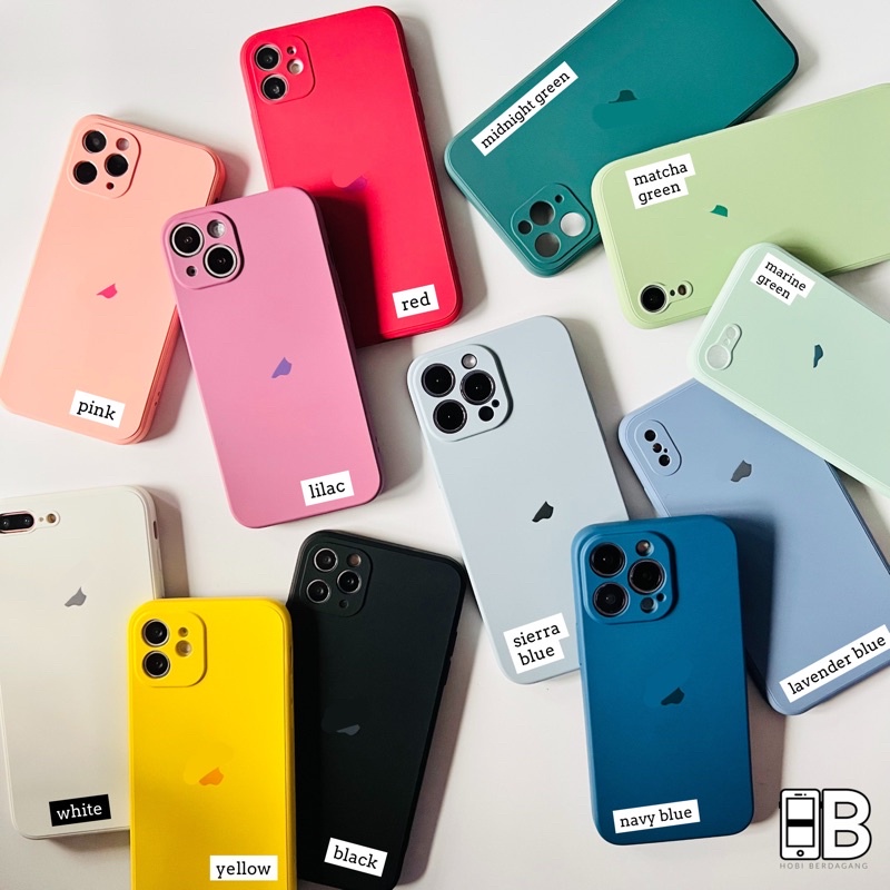 LIQUID SILICONE Silikon Soft Case Square Edge untuk iPhone 7 8 PLS X XR XS 11 12 13 PRO MAX