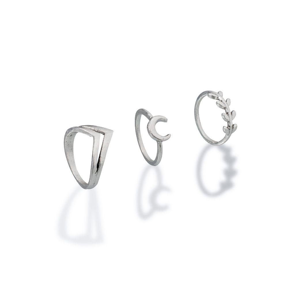 Nanas 7PCS/Set Cincin Set Fashion Wanita Aksesoris Warna Silver