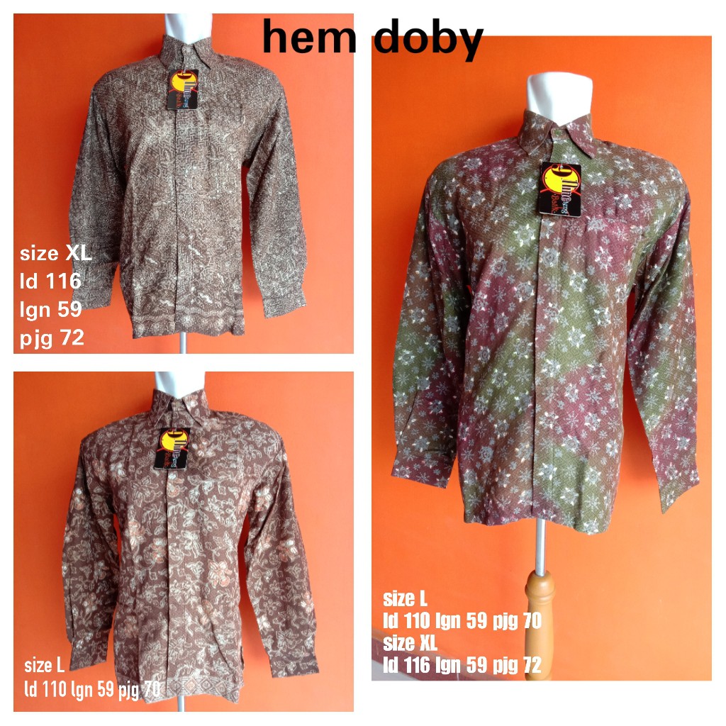 kemeja lengan panjang L XL 9teng batik jambi Pakaian Pria Atasan Kemeja Formal sumatera sumatra