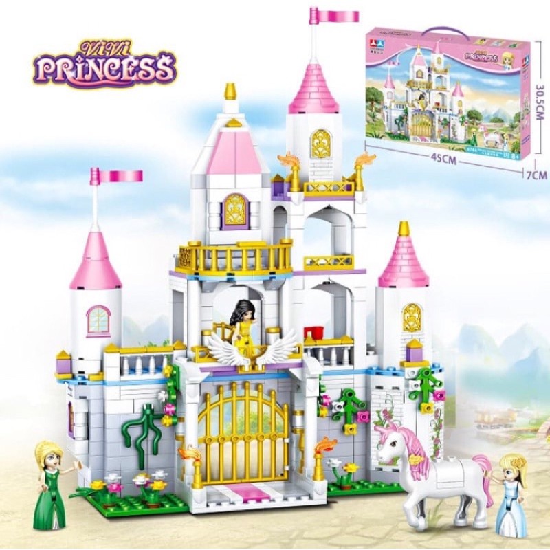 Mainan Building Blocks Princess Fairytale 552 Pcs (royal carriage - Rose Castle) Komplit