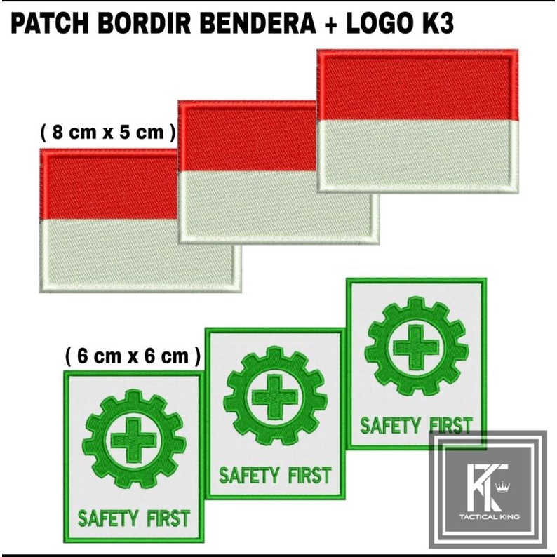 Bordir K3+Bendera Merah Putih / Jasa Bordir Tactical King