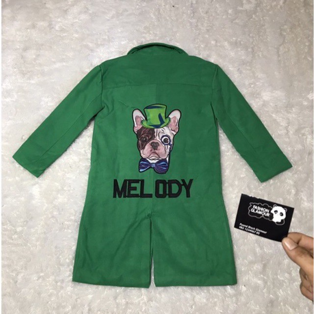 CT4 MANTEL COAT BLAZER WOLL HANGAT IMPORT WANITA ASIA EROPA KOREA BRITISH MELODY DOG DISNEY GREEN