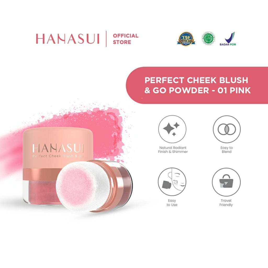 ❤ PAMELA ❤ Hanasui Perfect Cheek Blush &amp; Go 2,5gr - Blush On Shimmer Natural Original BPOM