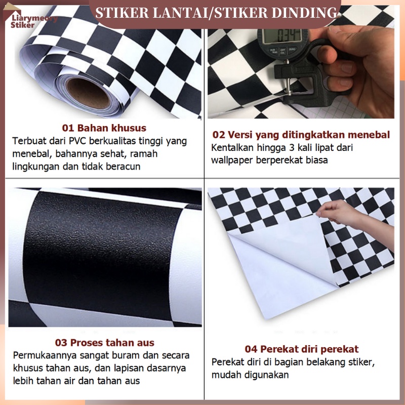 Uddjaya_ Wallpaper Lantai Tahan Air Keramik Berperekat Tebal Sticker Dinding Kamar Mandi Anti Air