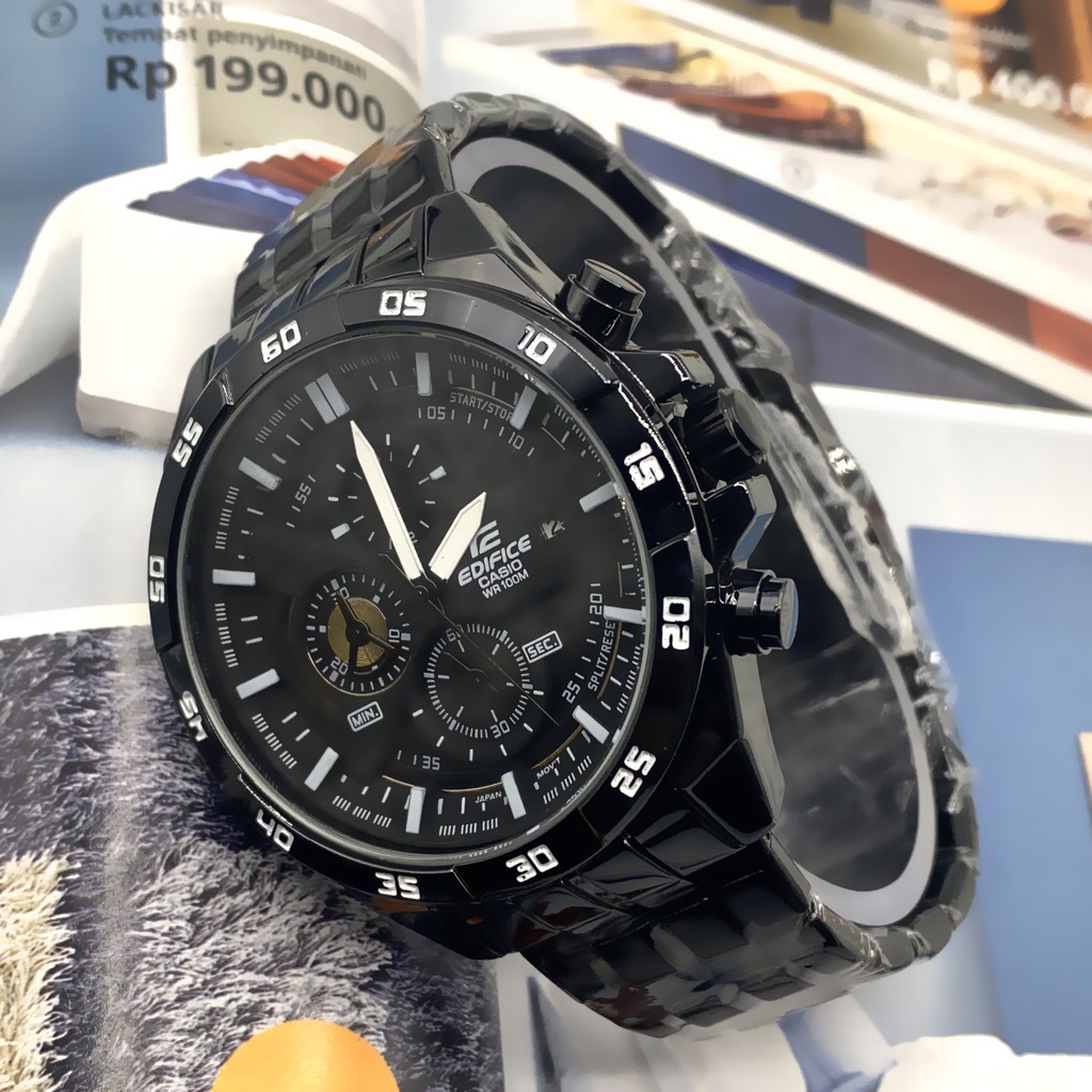 Jam Pria Edifice EFR 556 DY  HITAM stainless steel strap