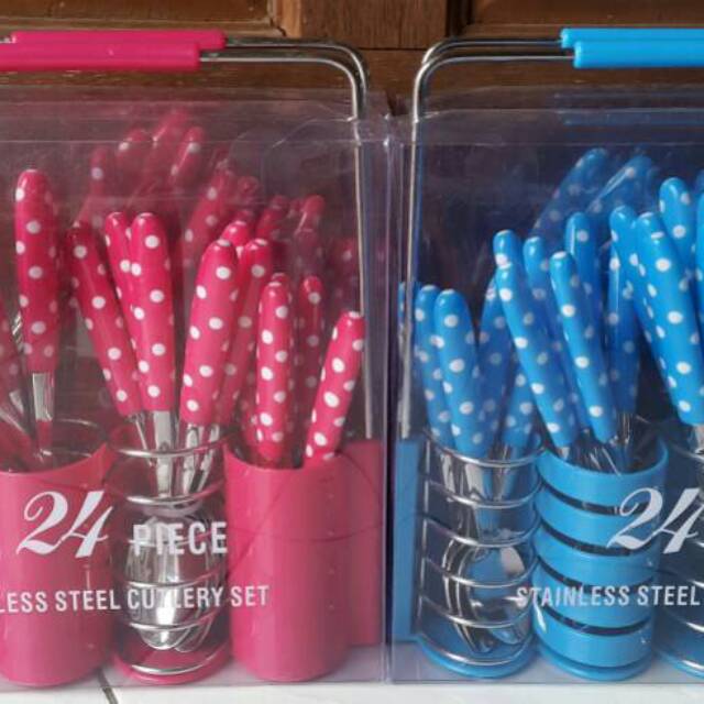 SENDOK POLKADOT PINK-BIRU MUDA