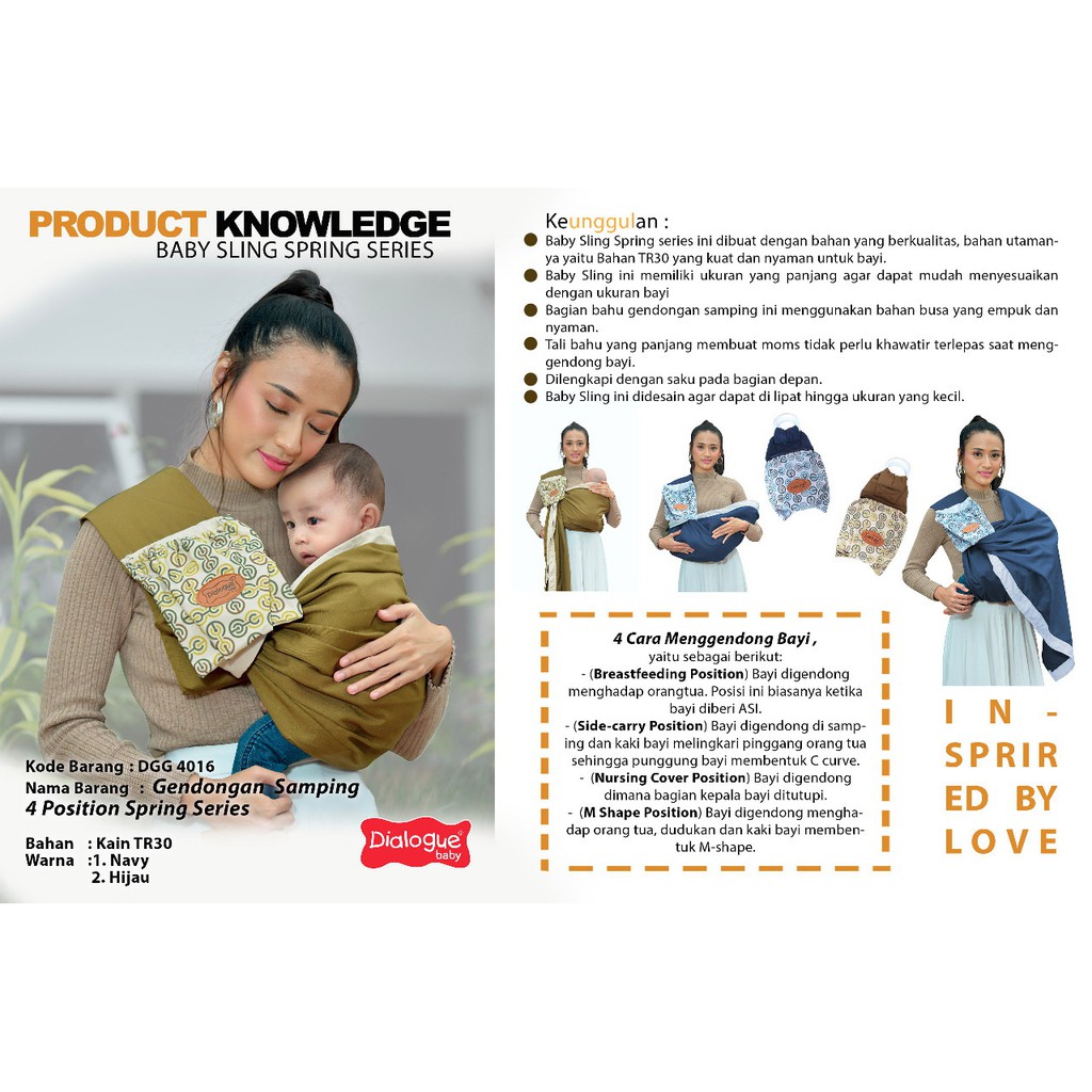 Dialogue Gendongan Samping Baby Sling 4 Posisi Summer Series DGG 4015 Spring Series DGG 4016