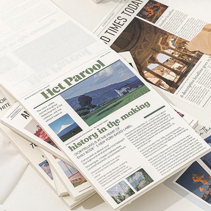 50 lembar Kertas Motif Newspaper Aesthetic Dessert Koran Vintage Paper Colorfull Scrapbook- km28-1