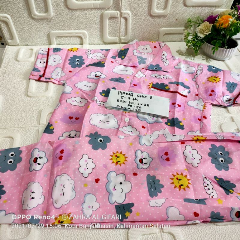 zahra.al.gifari/baju tidur piama anak zise 8,5-7th murah laris banjarmasin/cod/bayar di tempat