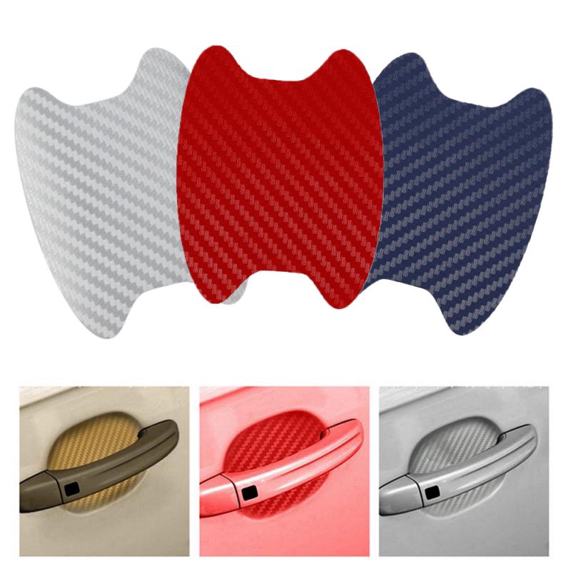 4pcs Stiker Film Karbon Fiber 3d Anti Gores Untuk Handle Pintu Mobil