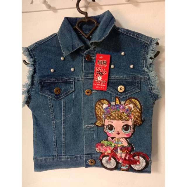 Rompi jeans LOL LED mutiara 1-7thn