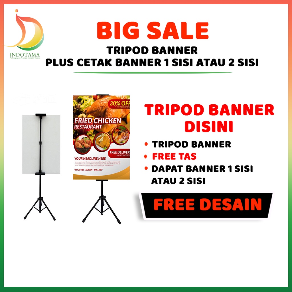 Jual Tripod Banner Stand Banner Plus Cetak Flexi Banner (1 Meter) 1 ...