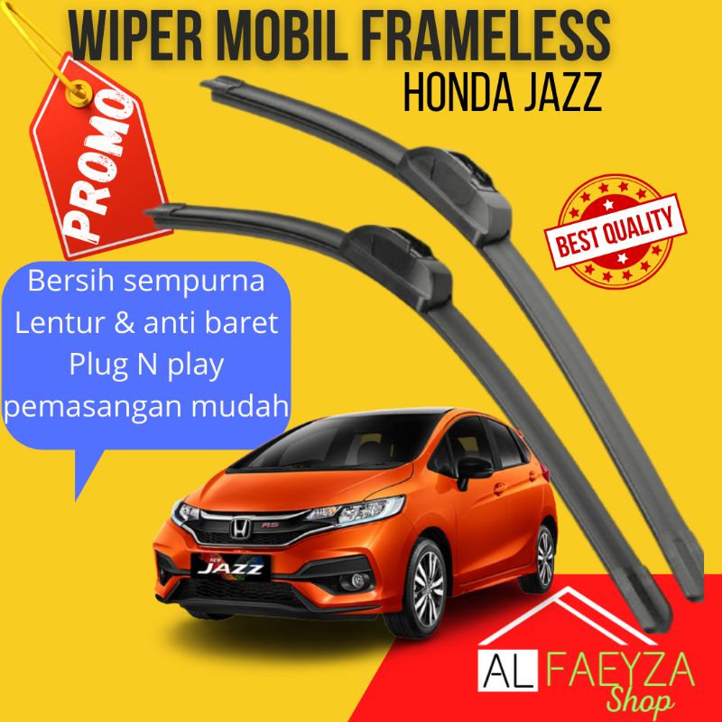 Promo wiper kaca mobil Frameless Honda Jazz 1 Set 2 Pcs