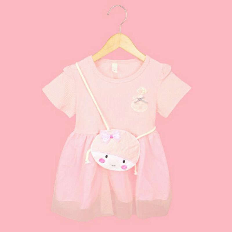 Dress Tutu Beauty Girl + Tas (1-3th) Gaun Baby Import - baju anak bayi perempuan cewek