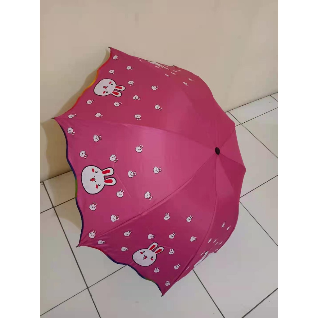 Payung Lipat 3 Motif KELINCI Kuat Kokoh Trendy Anti Angin Nagoya NF 410S