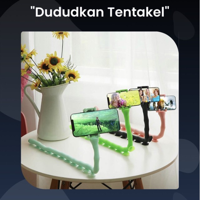 Dudukan Tentakel / Holder Hp Gurita / Guripod