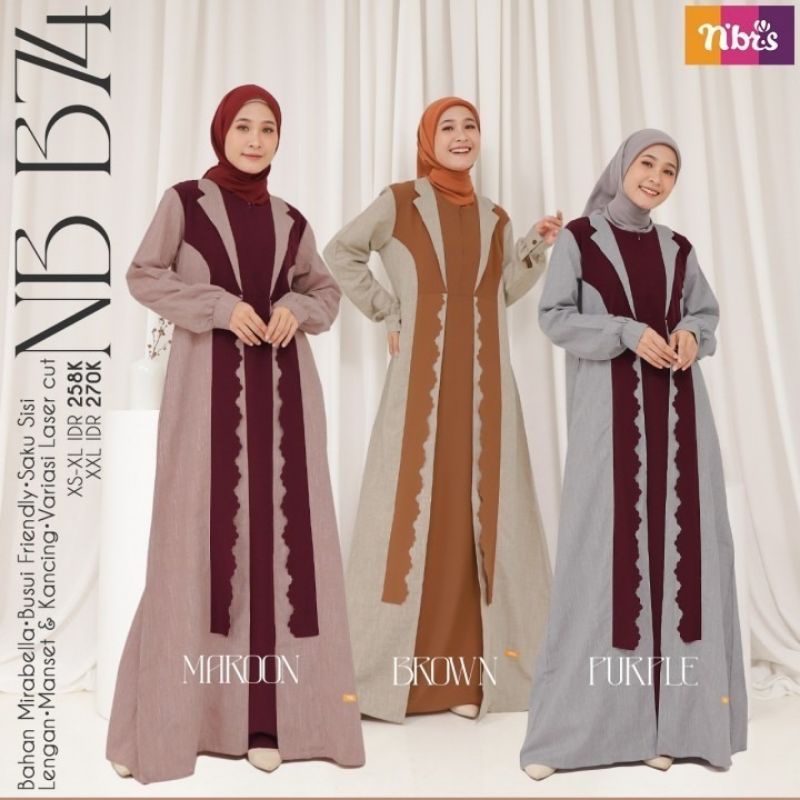 NIBRAS NB B74 - BROWN | MAROON | PURPLE #GAMIS TERBARU 2022 #PROMO OOTD COD