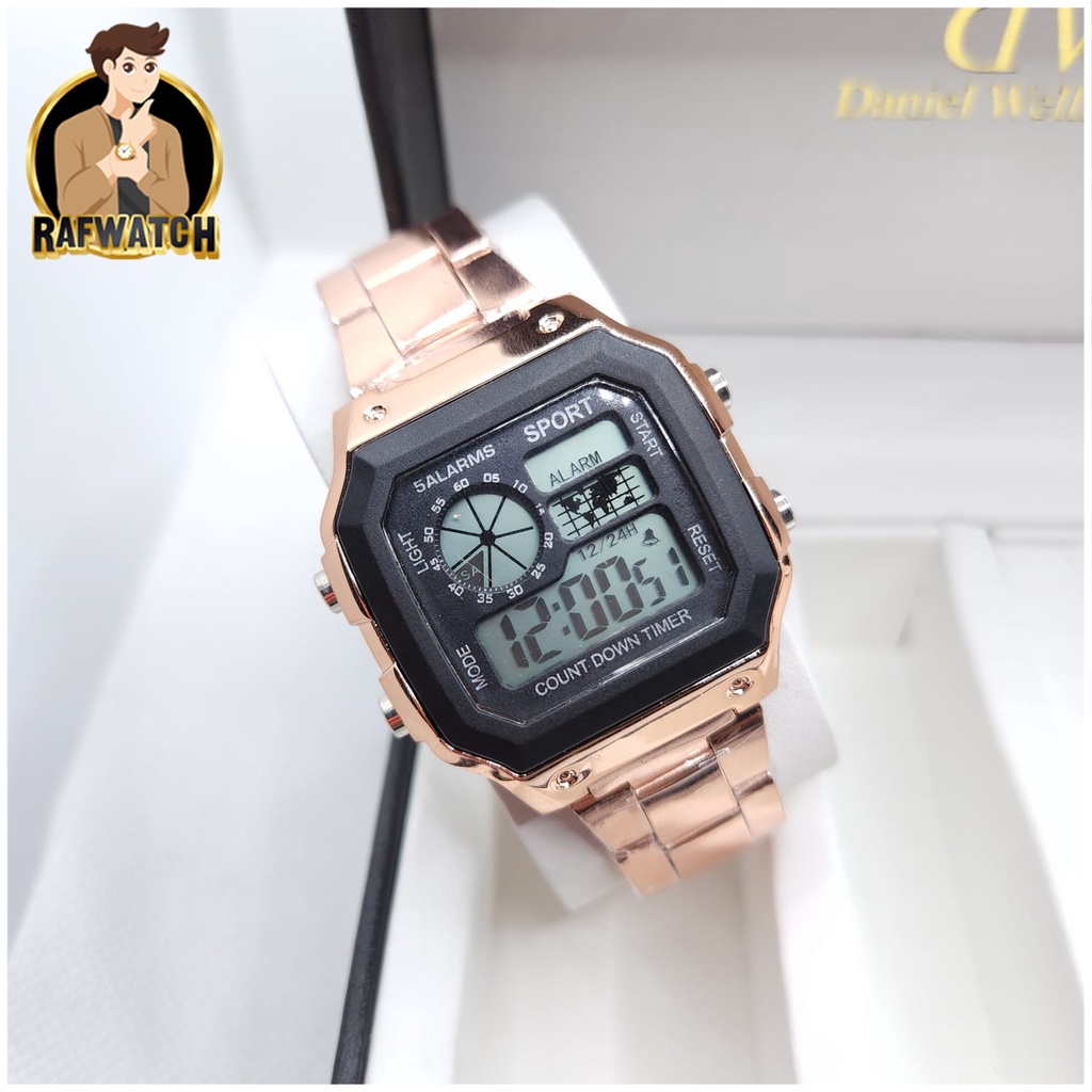 Jam Tangan Rantai Digital Pria dan Wanita Sporty Casual