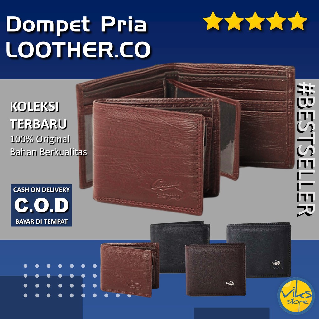 Dompet Cowok Pria Bahan Kulit Sintesis Wallet Polos Hitam Coklat