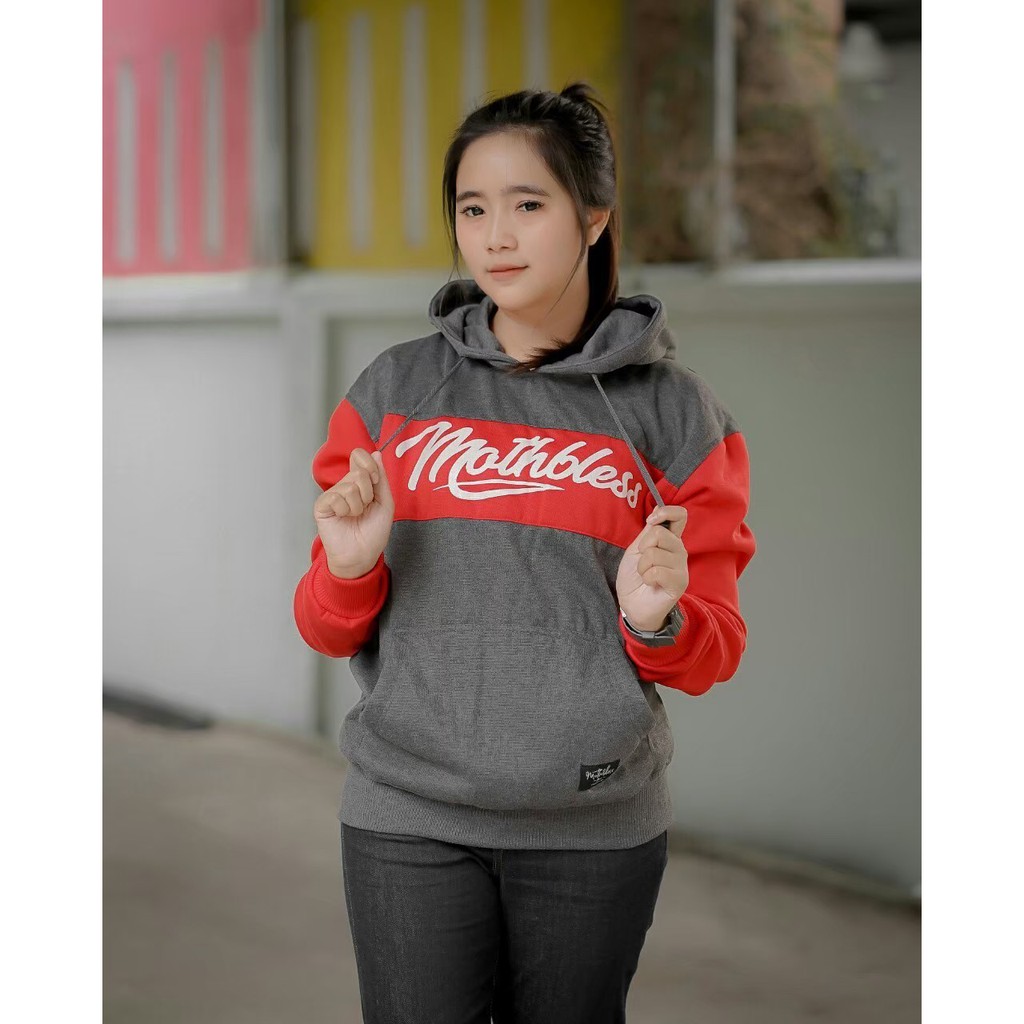 Jaket Hoodie MOTHBLES MIDDLE WRITING – Gray Edition Trendy Casual  Unisex Good Brand Quality Stylish