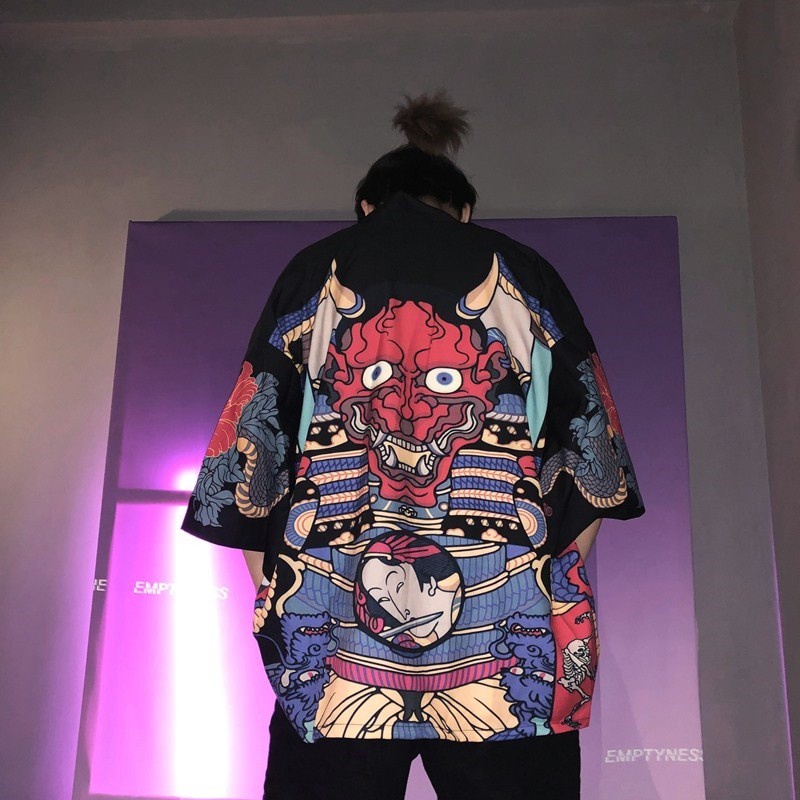 Baju Kimono Pria Kimono Men Japanese Kimono Man Cardigan Men Harajuku Japanese Streetwear Samurai Cl