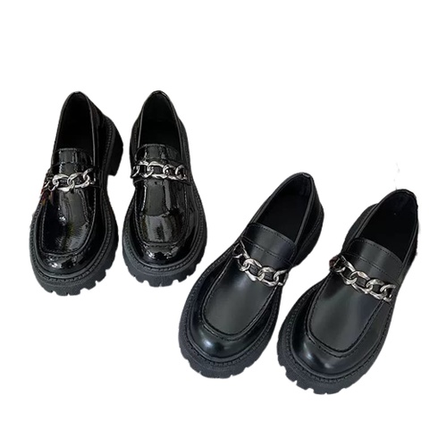 10.10 Sepatu Loafers '' VIONA '' Rante Silver Black Glosy And Dof PREMIUM VIO 11