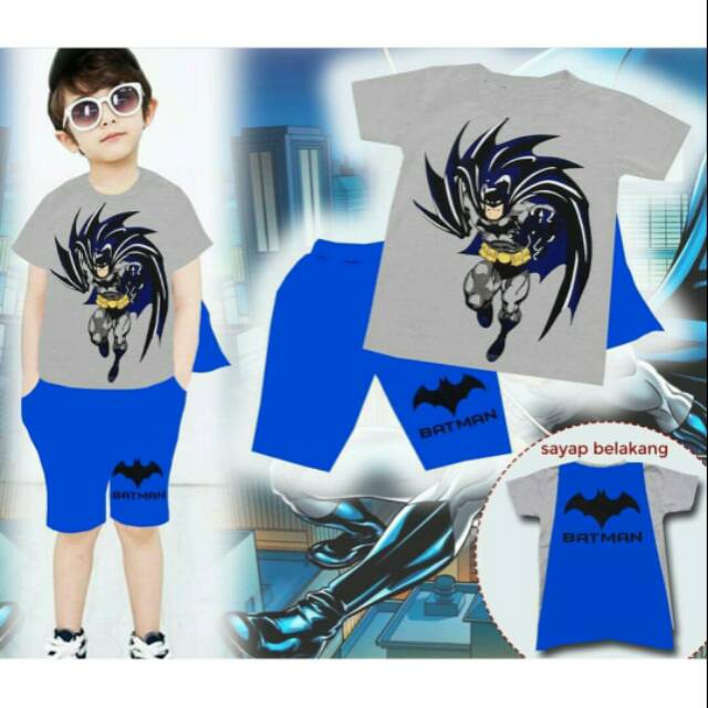 London Kids Batman Abu-biru sayap size 4-14 (2-7 tahun)