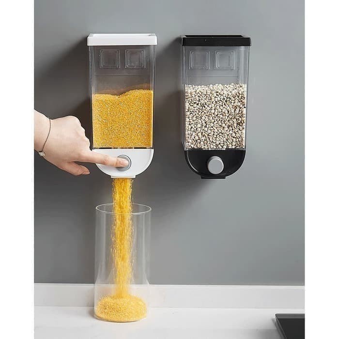 BAROKAH GAMIS Automatic Wall Food Dispenser tempat simpan makanan bumbu dapur pet 1L