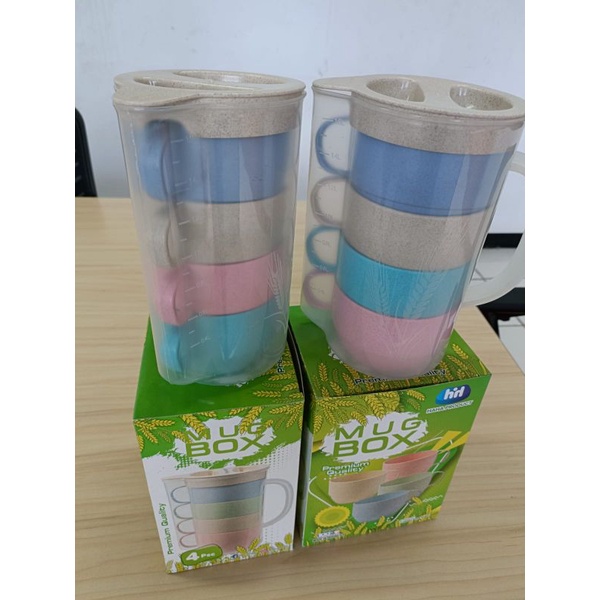 (COD) Set Teko Jerami 5in1 / Teko Set Gelas Plastik 5in1