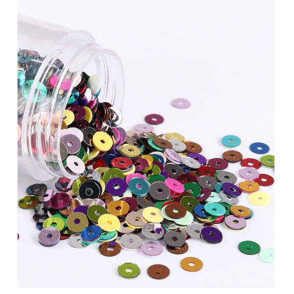 Payet Bulat Datar Bahan PVC Ukuran 3mm 4mm 6mm Untuk Kerajinan Jahit Pakaian Sepatu DIY