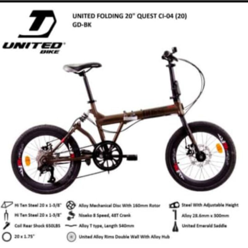 Sepeda lipat 20 inch United Fording QUEST CI-04