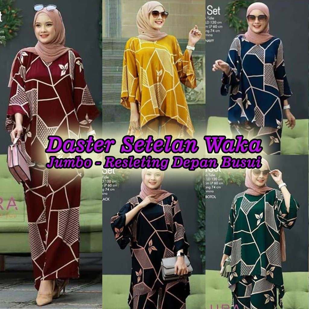 CP setelan set daster waka motif AIS- SET DASTER BAJU TIDUR RENDA ARAB 2020 TERBARU