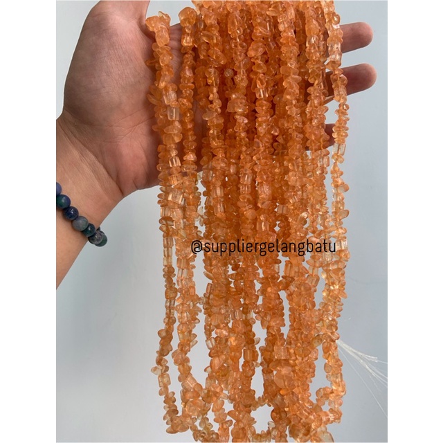 kerikil Batu ORANGE QUARTZ kuarsa oren 1cm kilap renteng aksesoris