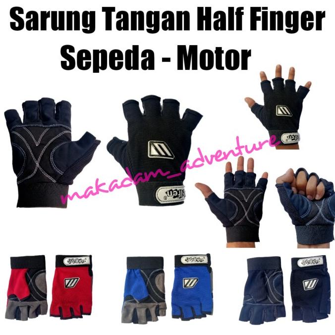 sarung tangan sepeda motor buntung half finger setengah jari makad44 Buru Order