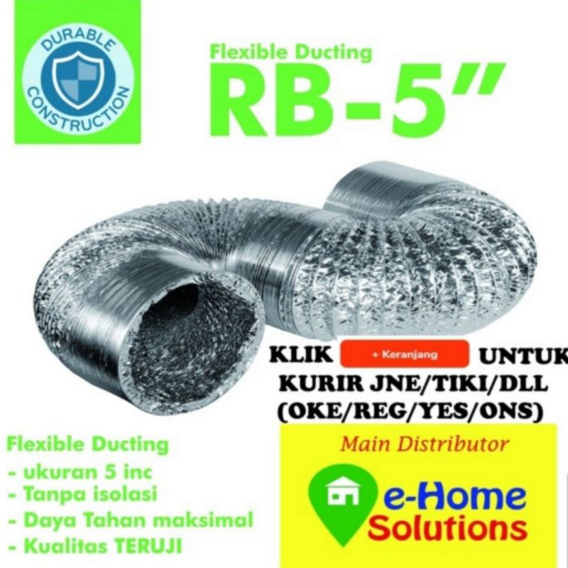 flexible ducting 5 inchi pipa exhaust cerobong asap alumunium