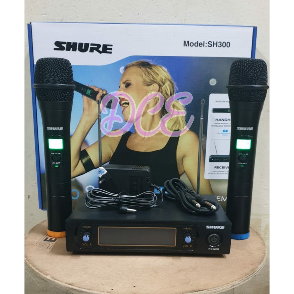 Mic Wireless SHURE SH300 SH 300 Handheld 2mic Pegang