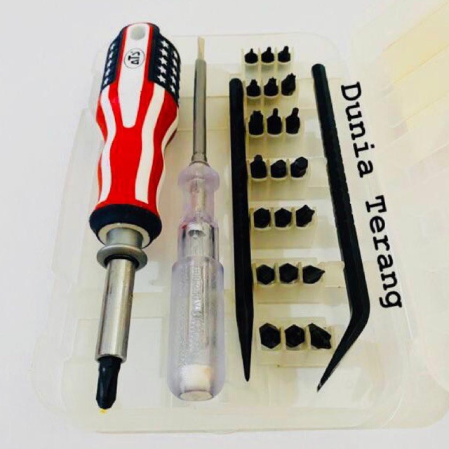 Obeng Set 25pcs ATS Screwdriver Set USA Handle + Testpen