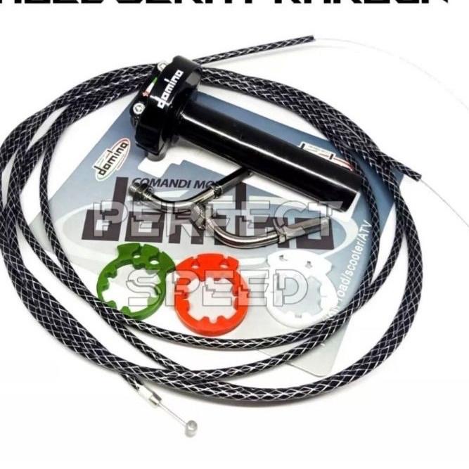 ֍ Gas Spontan DOMINO + L Gas Cnc + 2 Kabel Gas Serat Sonic Satria fu Vixion Vario Beat Scoopy Nmax D