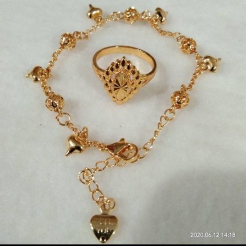 Paket Perhiasan 2in1 Gelang + Cincin DUBAY Emas Perhiasan Import Anti Karat Xuping