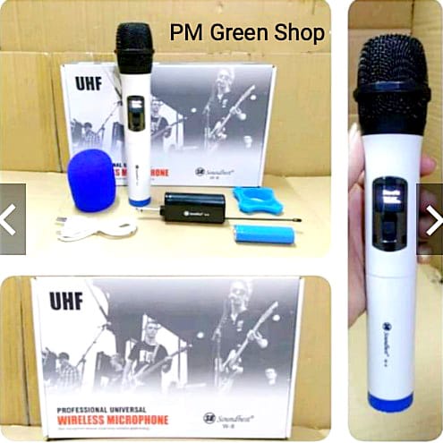 mic microphone wireless putih merah mik karaoke garansi resmi 1 tahun